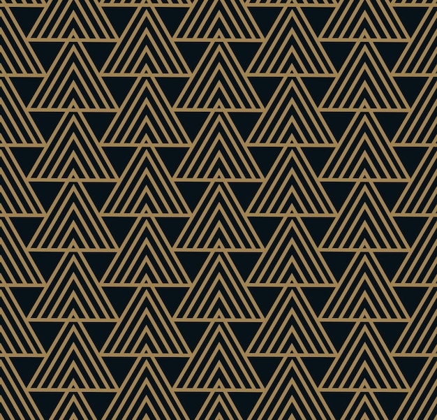 Abstract geometric pattern with lines A seamless vector background Blue black and gold texture