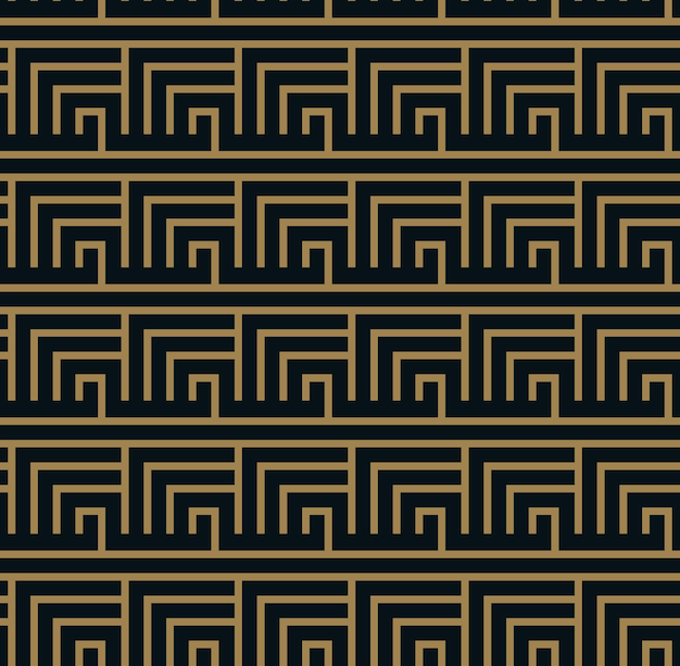 Abstract geometric pattern with lines A seamless vector background Blue black and gold texture