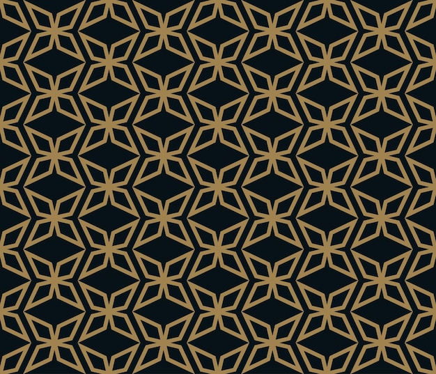 Abstract geometric pattern with lines A seamless vector background Blue black and gold texture