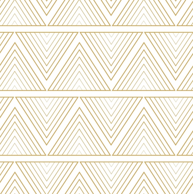 Abstract geometric pattern with triangles stripes lines Seamless background White and gold ornament
