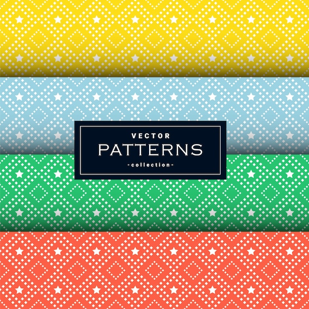 Abstract geometric patterns set in four colors