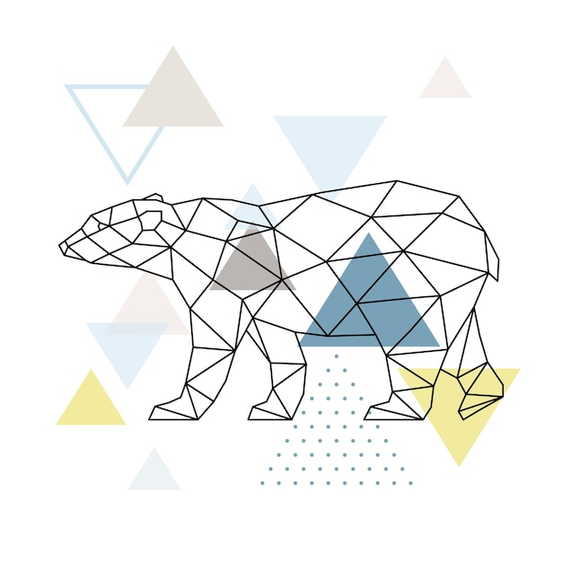 Vector abstract geometric polar bear