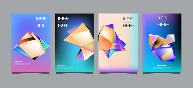 Vector abstract geometric poster set design templalate