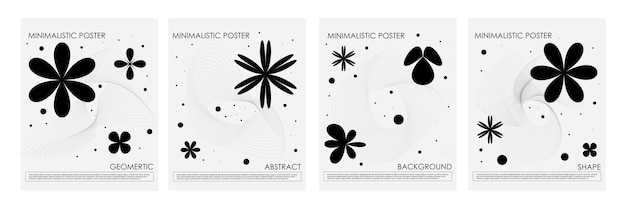 Abstract geometric poster Trendy minimalistic card Retro futuristic y2k bauhaus