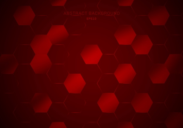 Fondo rosso geometrico astratto del modello di esagoni