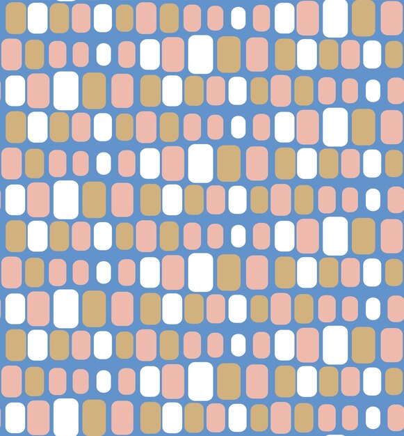 Abstract Geometric Rounded Edge Squares Seamless Pattern Wavy Lines Retro Design Trendy Colors