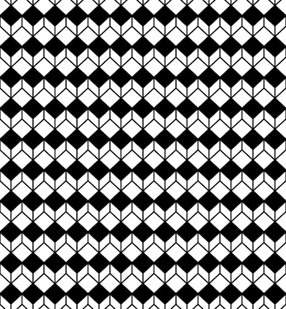 Abstract geometric Seamless background cubes. Vintage black and white Cross lines pattern.