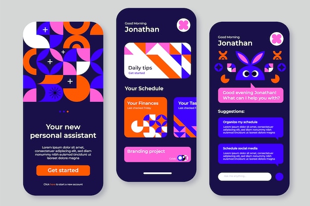 Abstract geometric shapes app design