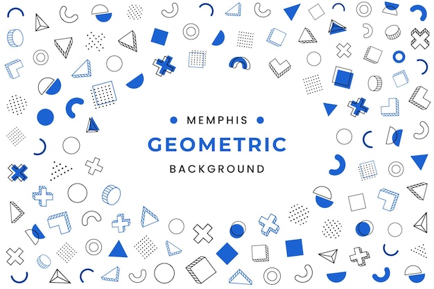 Abstract Geometric Shapes Background In Memphis Style Design