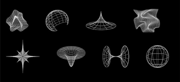 Abstract geometric shapes on a black background