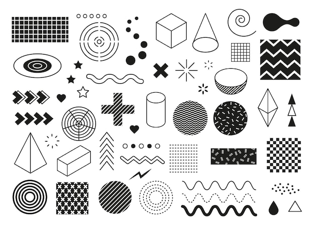 abstract geometric shapes modern minimal graphic elements wave triangle line half circle cube