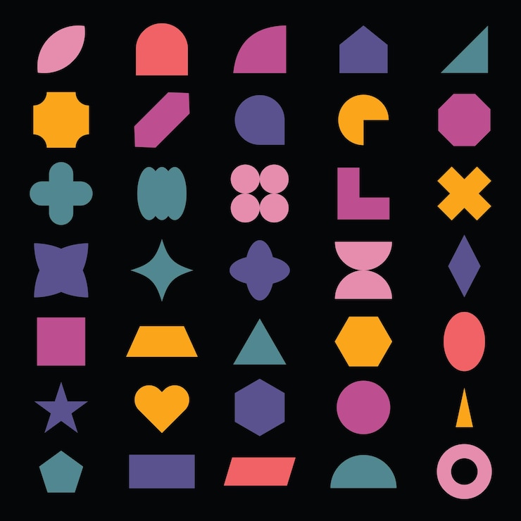 Vector abstract geometric shapes set of black and white shapes y2k geometric shape design geometric
