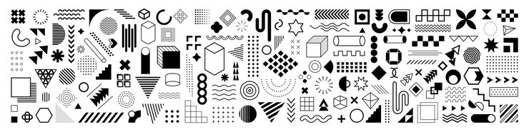 Vector abstract geometric shapes set memphis design bauhaus retro elements