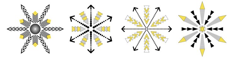 Vector abstract geometric snowflakes winter elements for design circle geometric shapes