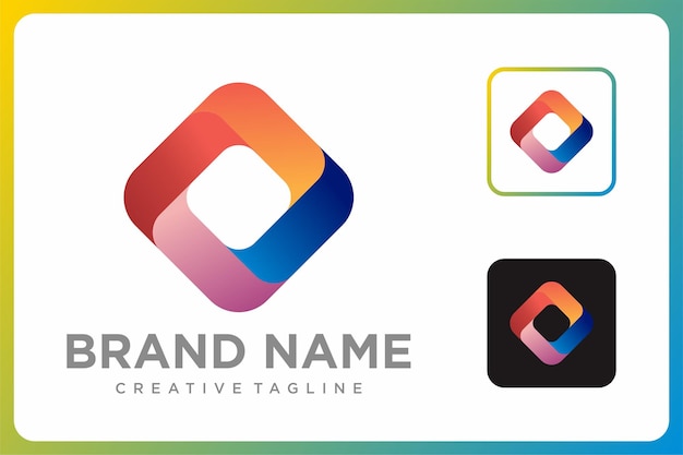 Abstract Geometric Square Gradient Colorful Logo