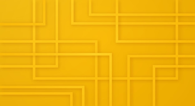 Abstract Geometric Square Stripes Lines Paper cut Background with Yellow Colors Realistic Decoration