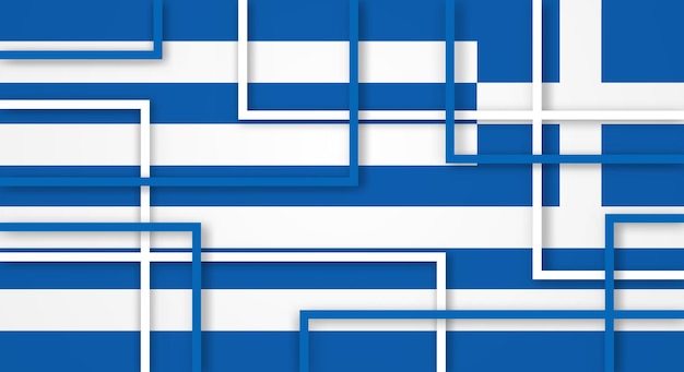 Abstract Geometric Square Stripes Lines Papercut Background with Flag of Greece