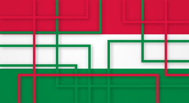 Abstract Geometric Square Stripes Lines Papercut Background with Flag of Hungary