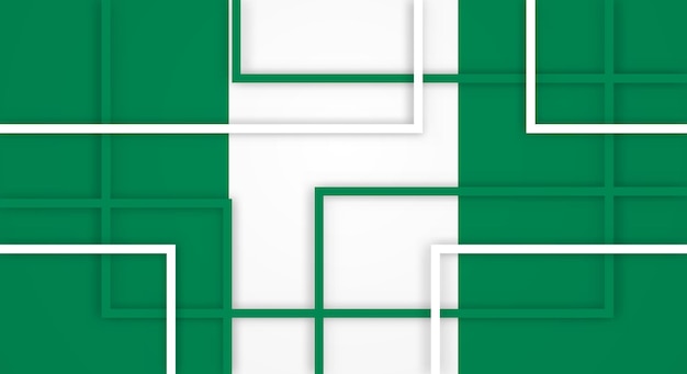 Abstract Geometric Square Stripes Lines Papercut Background with Flag of Nigeria