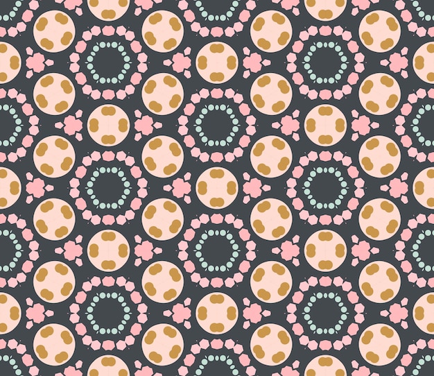 Abstract geometric tile seamless pattern with different shapes. Mosaic card. Ornamental background.