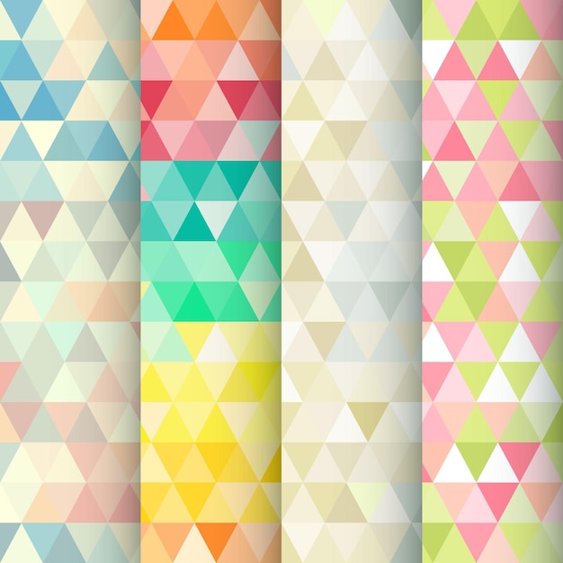 Abstract geometric triangle seamless patterns set