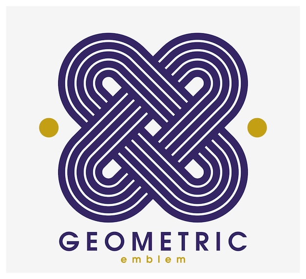 Logo vettoriale geometrico astratto isolato su bianco, simbolo di stile moderno di design grafico lineare, emblema o icona di forma geometrica di linea arte.