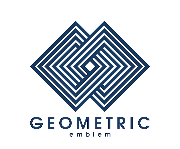 Vector abstract geometric vector logo isolated on white, linear graphic design modern style symbol, line art geometrical shape emblem or icon.