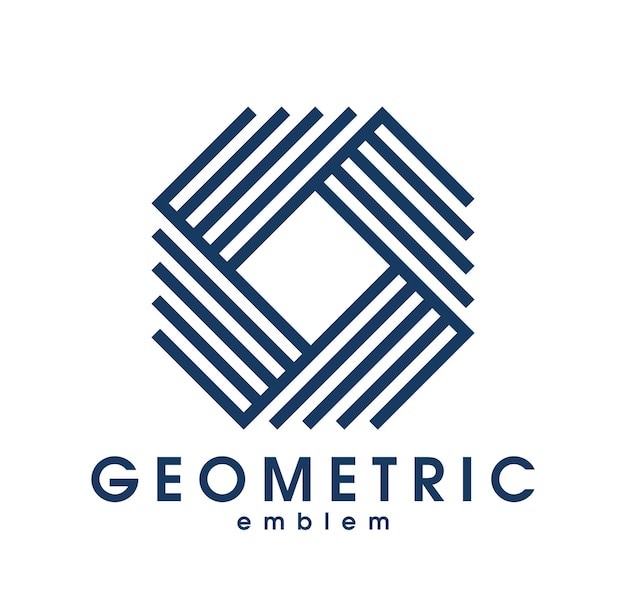 Абстрактный геометрический векторный логотип, выделенный на белом, линейном графическом дизайне, символе современного стиля, линейной художественной геометрической форме, эмблеме или значке.