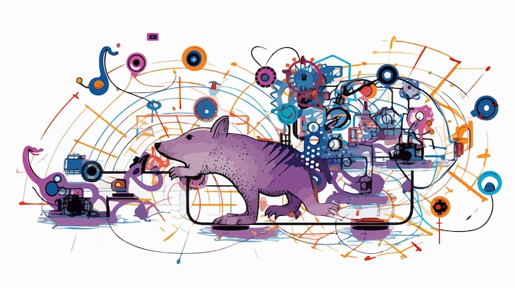 Vector abstract geometric wireframe gear rat race vector illustration