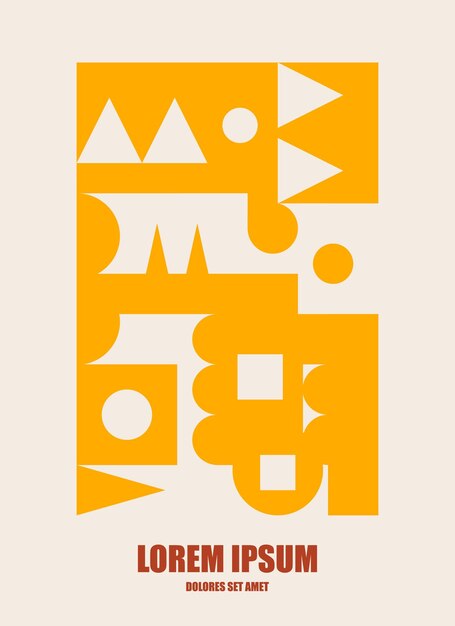 Vector abstract geometric yellow retro poster with text vector illustratiom