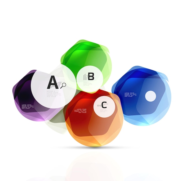 Abstract geometrical hexagon banner Colorful glossy shiny abstract stones isolated on white