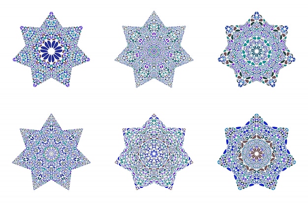 Insieme di modello isolato geometrico astratto dell'ornamento della stella del fiore