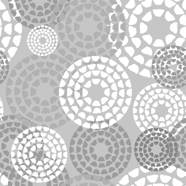 Abstract geometrisch patroon door de punten, cirkels. Grijze en witte textuur. Een naadloze vectorachtergrond.