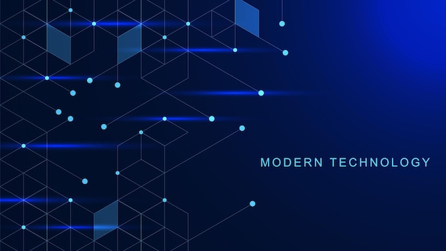 Abstract geometrisch vierkant raster met gloeiende deeltjes Moderne technologie en visualisatie van big data