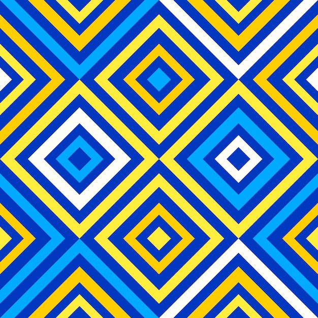 Abstract geometry crazy colorful lines in blue and yellow colors diamond shapes geo pattern