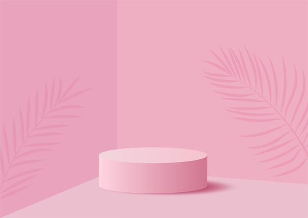 abstract geometry shape podium pink pastel product stand presentation with minimal style