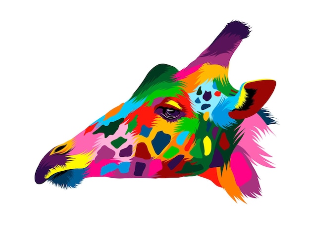 Abstract giraffe hoofd portret van veelkleurige verven gekleurde tekening vector illustratie