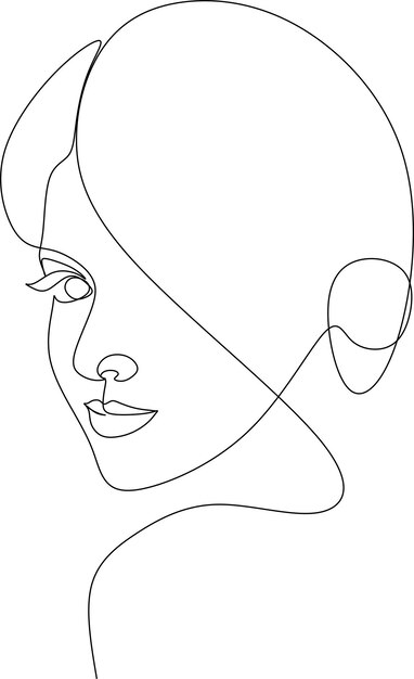 Ragazza astratta faccia continua una linea disegno design minimalista