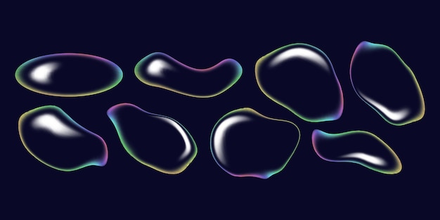 Abstract glas vloeibare vloeistofvorm met holografisch effect zeepbel met reflectievector