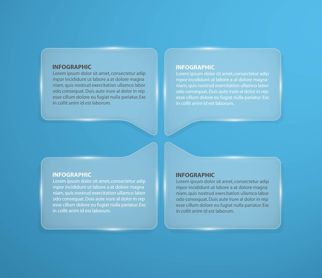 Abstract glass infographic design template in the square form.