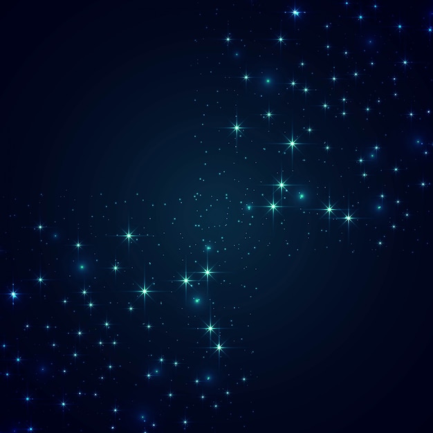 Abstract glittering stars on blue background