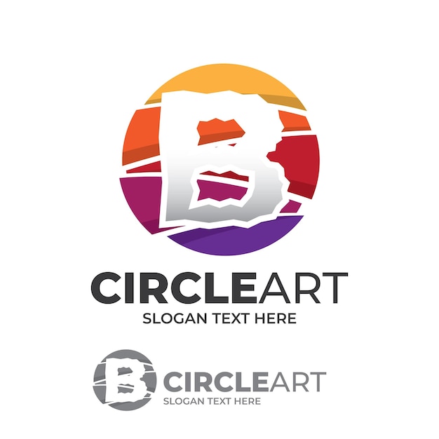 Abstract globe letter B logo design template Globe art icon logo circle with swirl colorful style