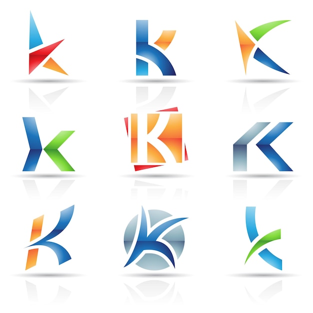 Abstract glossy icons based on the letter k