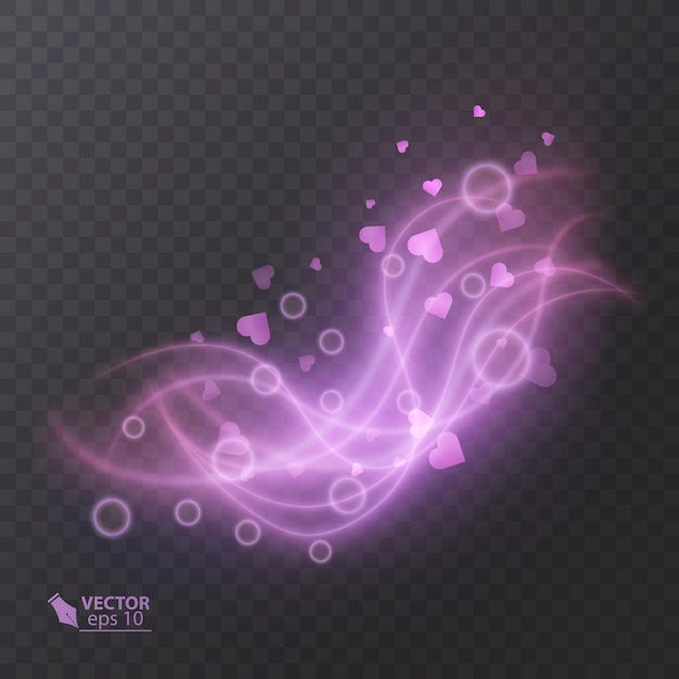 Abstract glow effect, decorative light effect of pink color