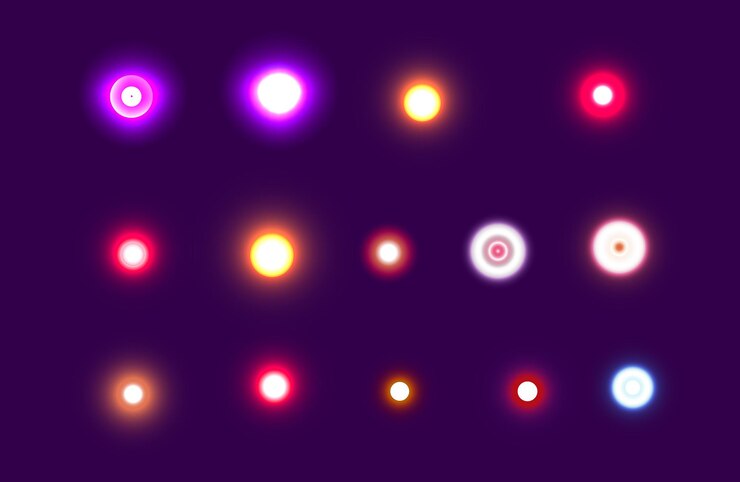Vector abstract glowing circles on a purple background