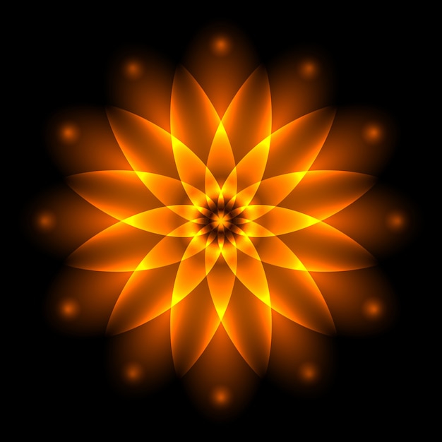 abstract glowing light flower, symbol of life and energy, fire