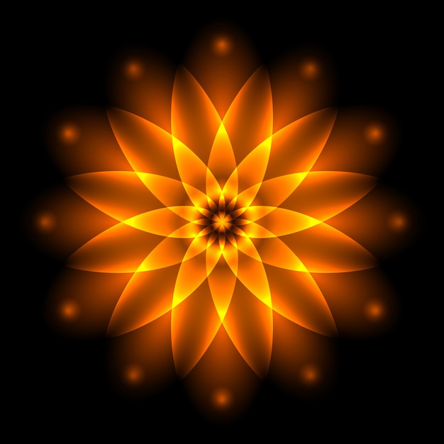 Abstract glowing light flower, symbol of life and energy, fire