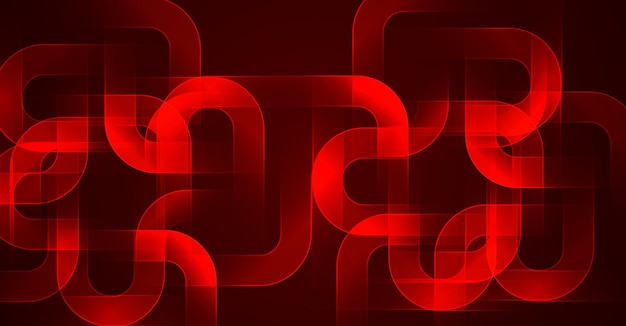 Vector abstract glowing lines on dark red background futuristic technology concept