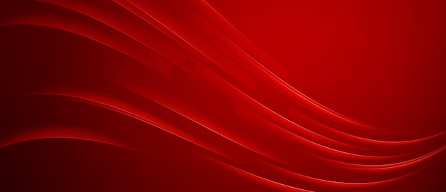 Абстрактная технология светящихся линий на красном фоне