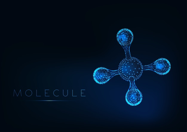 Abstract glowing molecule with tetrahedral structure.